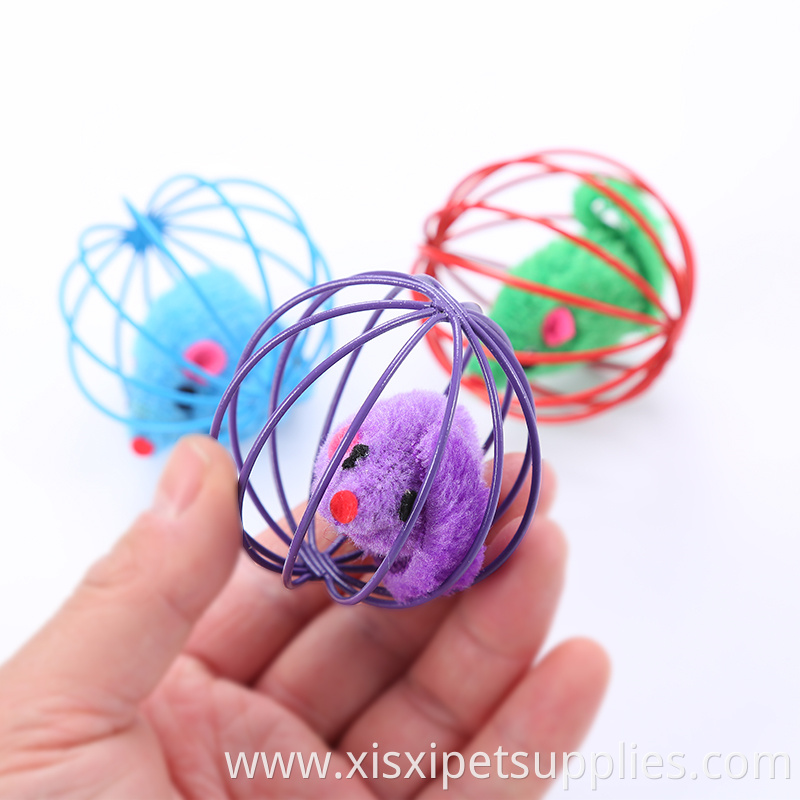 pretty color mouse in cage for cat playing cat products